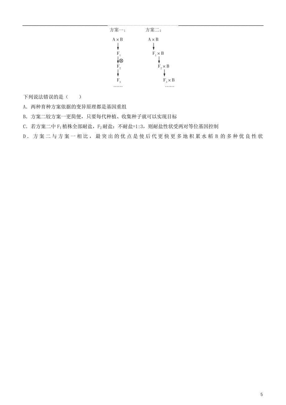 2019高考生物二轮复习 小题狂做专练20 生物育种_第5页