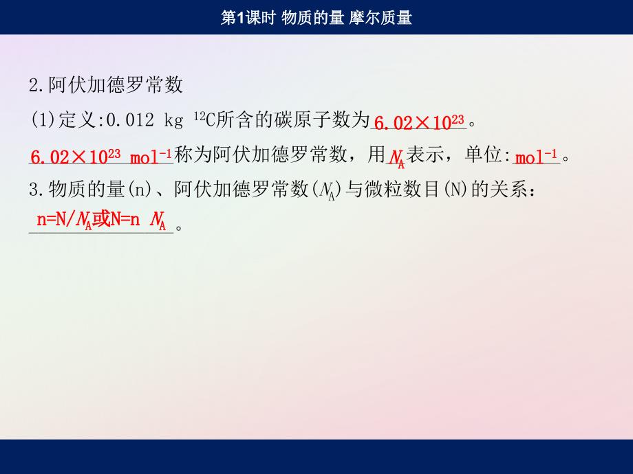 2018_2019版高中化学第1章认识化学科学1.3.1物质的量摩尔质量课件鲁科版必修_第3页