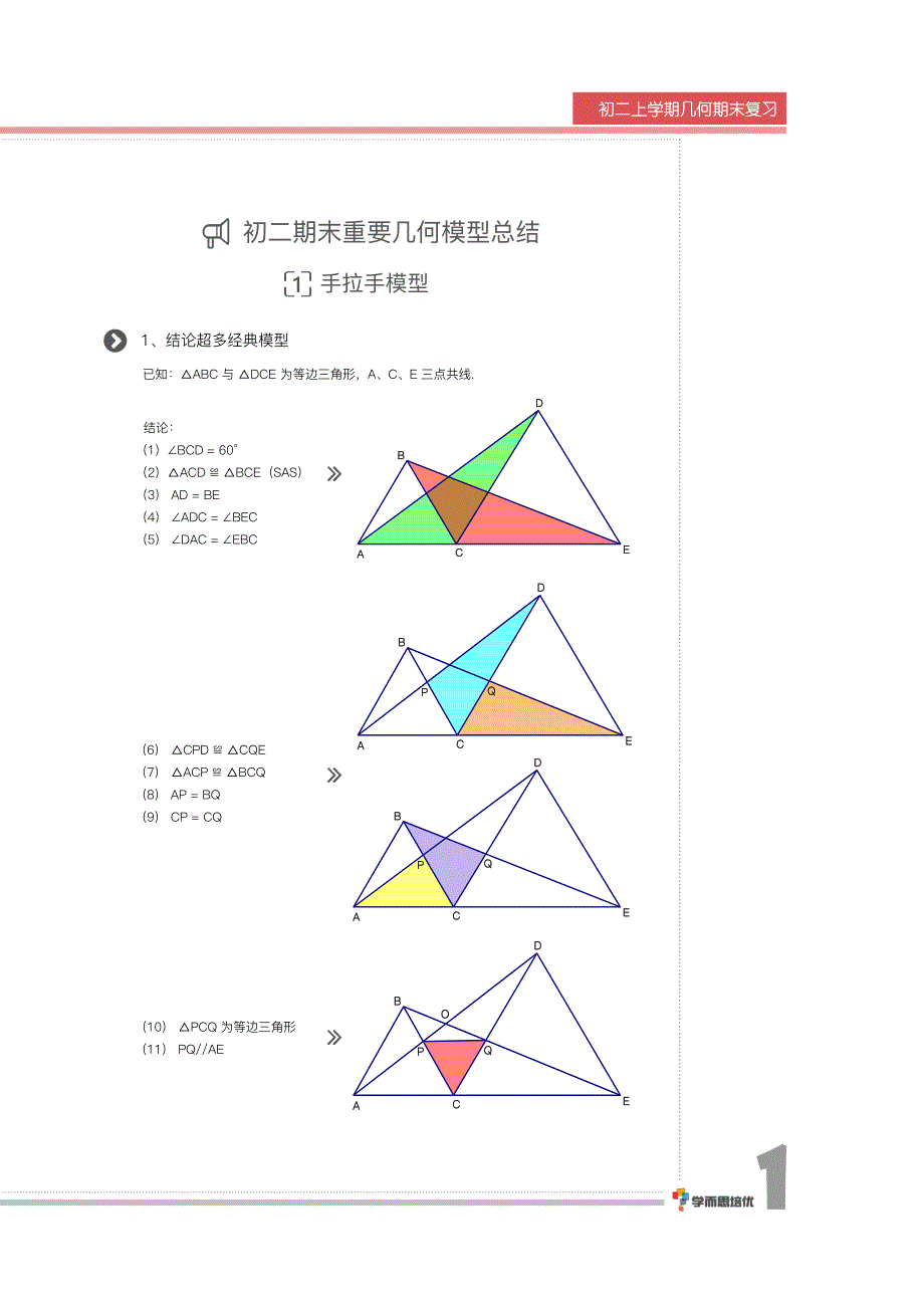 初二数学期末几何必考模型总结_第1页