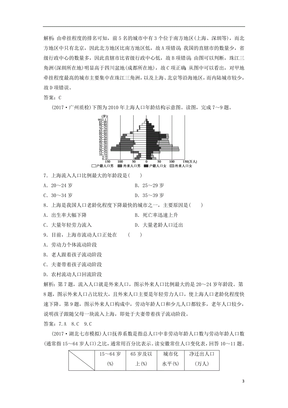 2019版高考地理一轮复习 第二部分 人文地理 第五章 人口的增长、迁移与合理容量 第二讲 人口的迁移练习 中图版_第3页