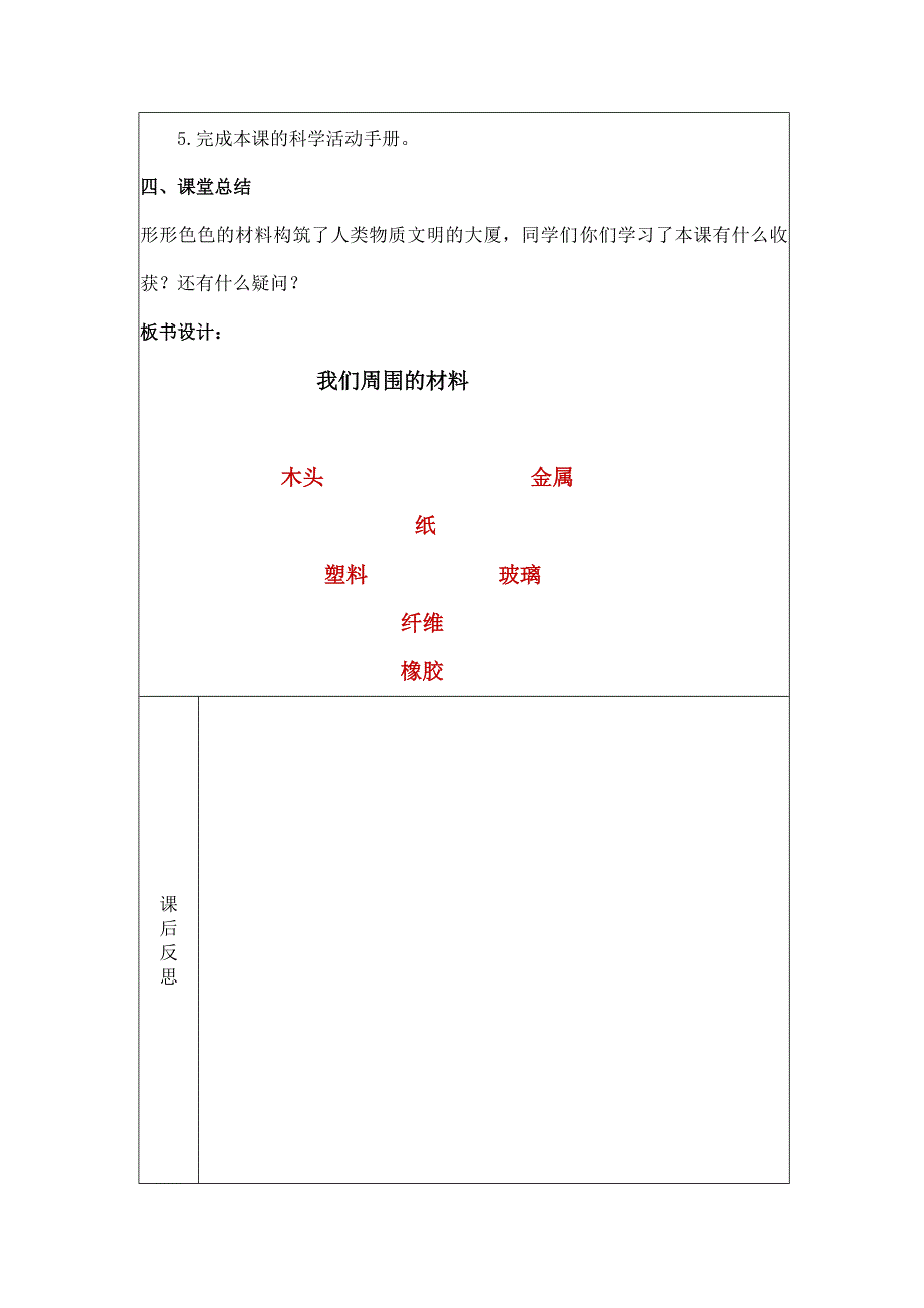 教科版三年级科学上册我们周围材料教学设计_第3页