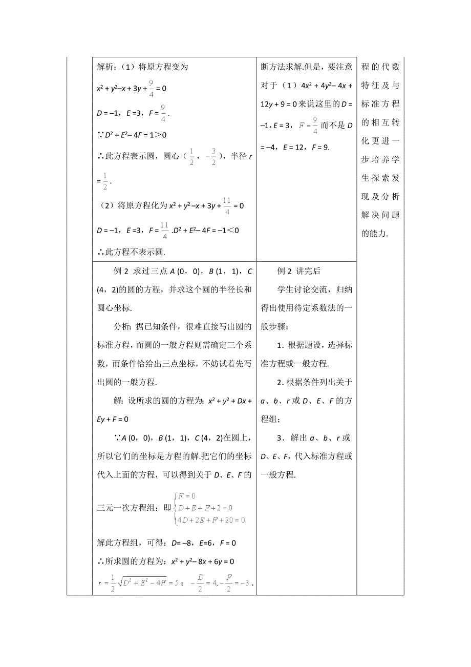 2018-2019学年人教a版必修二 圆的一般方程第一课时 教案_第3页