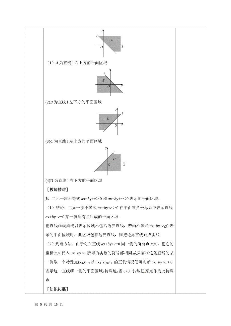 2017-2018学年人教a版必修五 二元一次不等式(组)与平面区域  教案_第5页