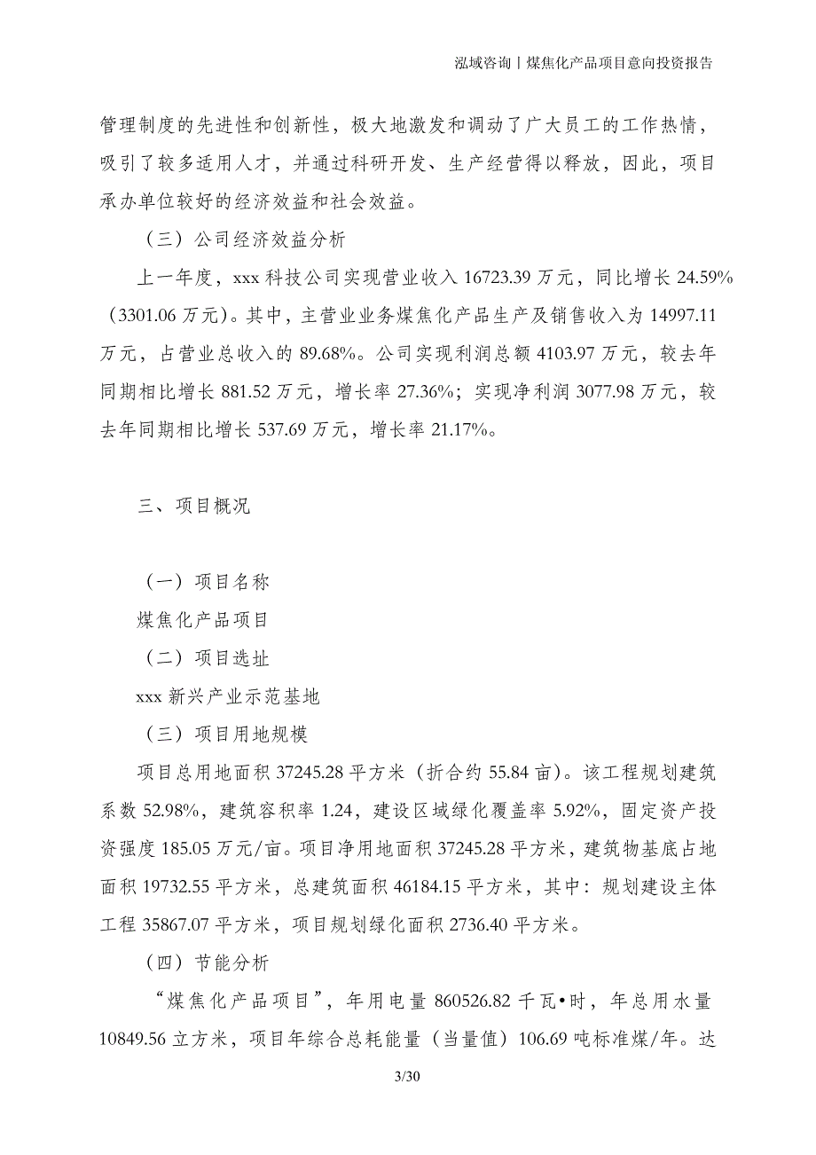 煤焦化产品项目意向投资报告_第3页