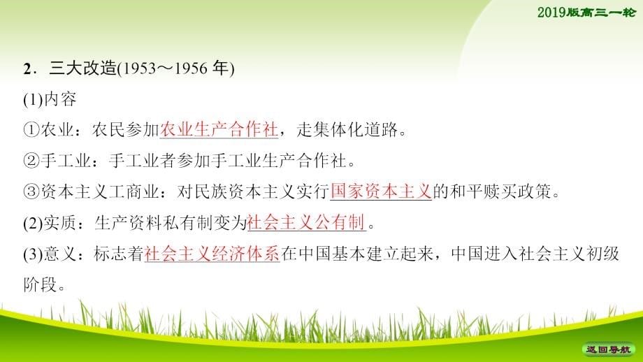 海南2019届高考历史一轮总复习课件：模块二 第8单元 第18讲　新中国经济建设的发展和曲折 _第5页