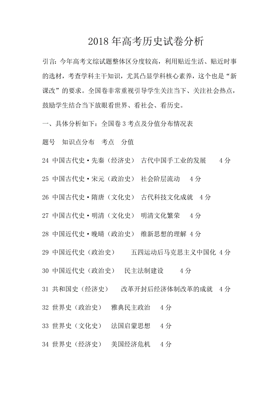 2018年高考历史全国卷三试卷分析_第1页