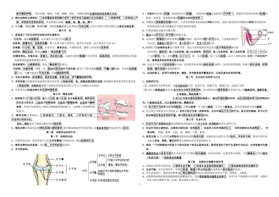 2017年最新版八年级上册生物复习提纲_第2页