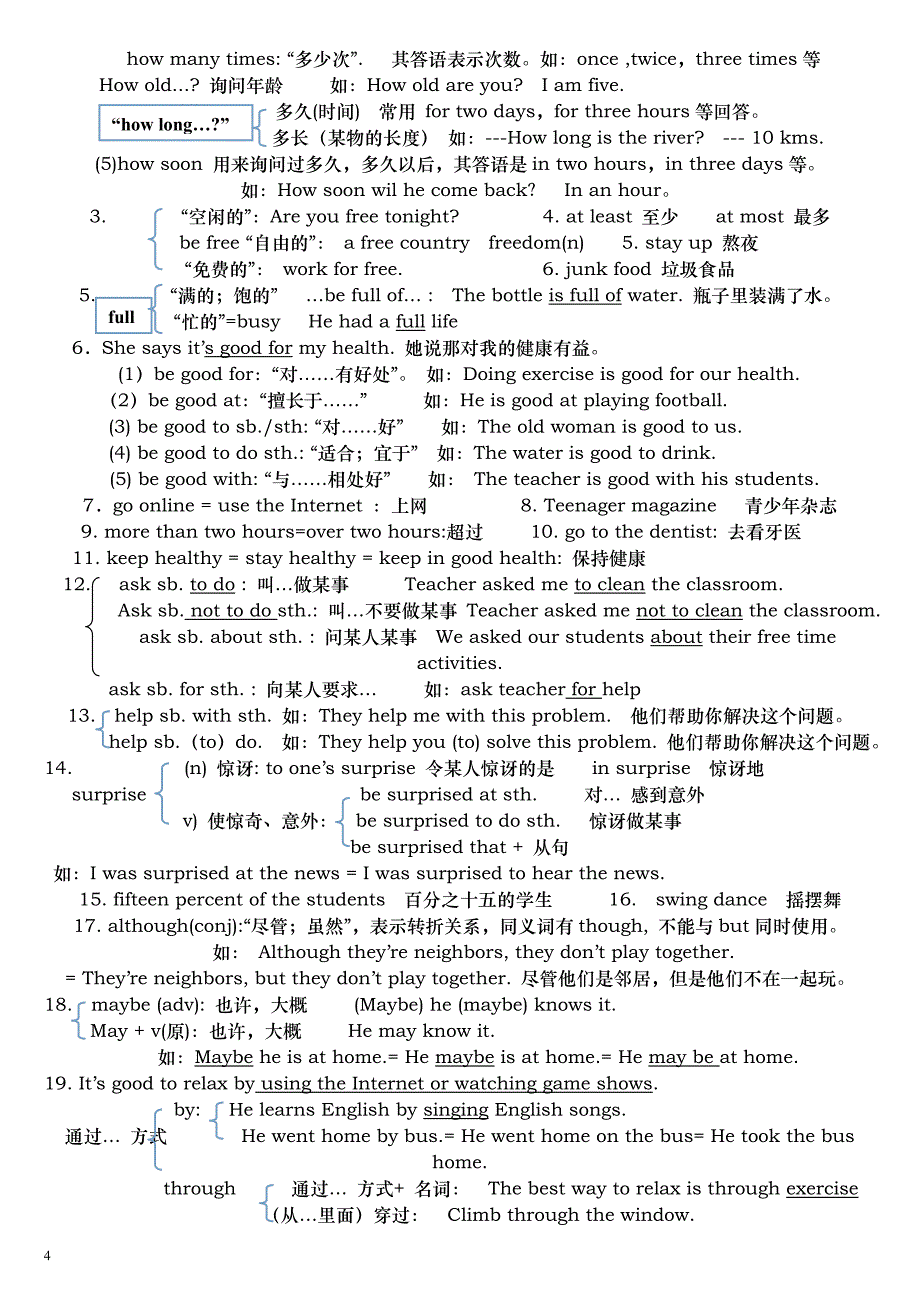 人教版八年级上册英语知识点总结19173_第4页