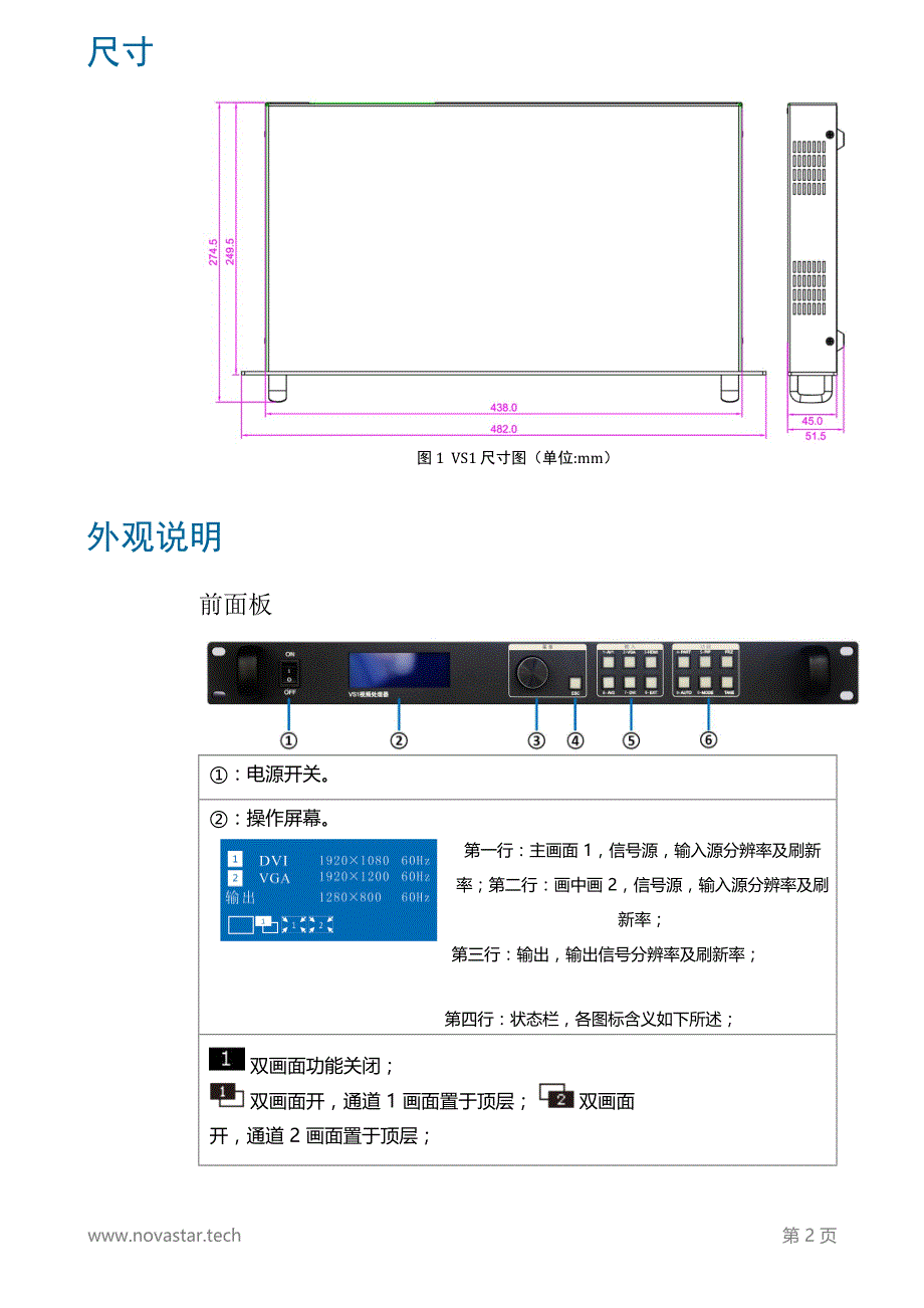 诺瓦科技LED显示屏视频处理器VS1规格书_第3页