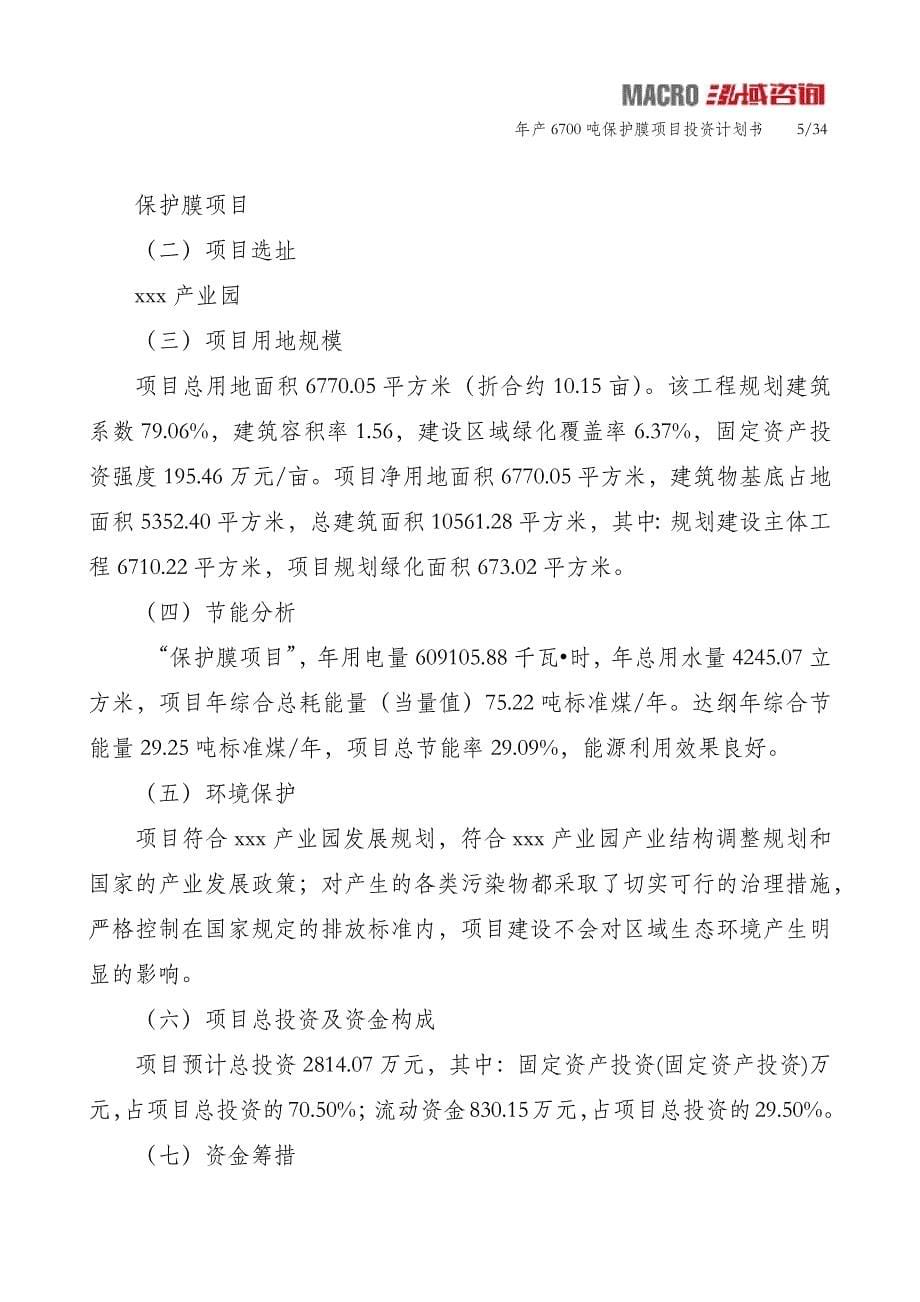 年产6700吨保护膜项目投资计划书_第5页