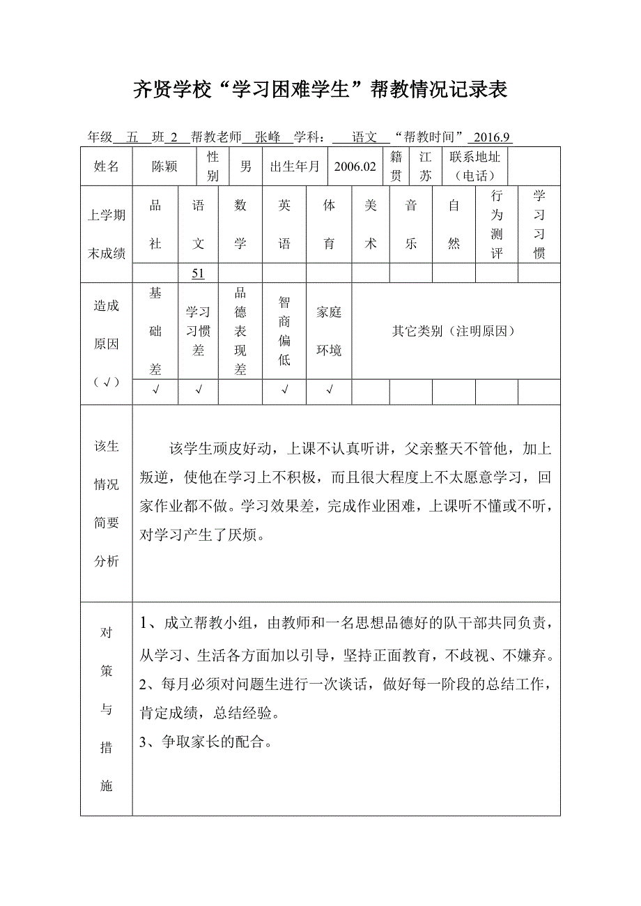 学困生帮教记录表_第1页