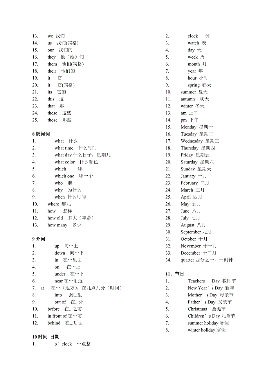 小学四年级英语单词分类_第3页