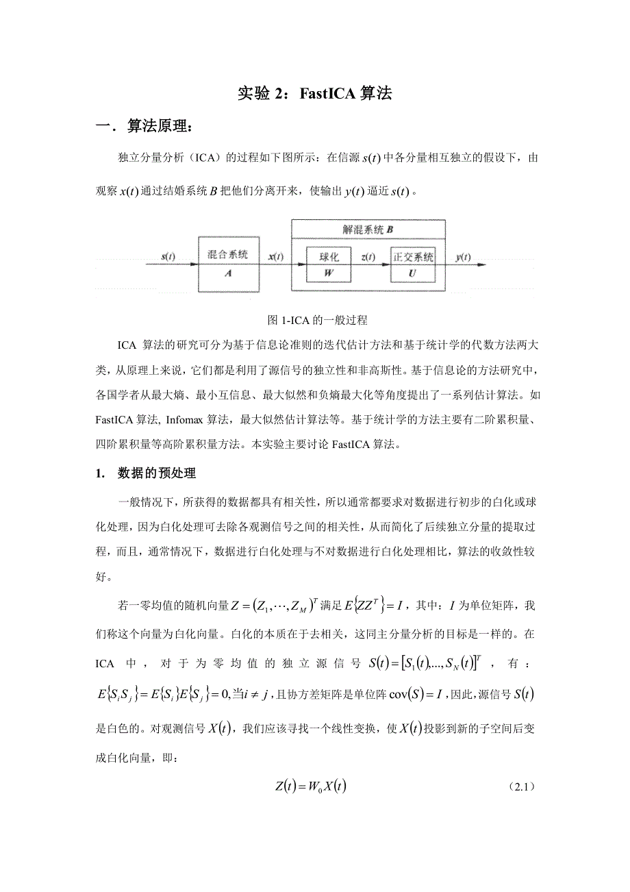 ica快速算法原理和matlab算法程序_第1页