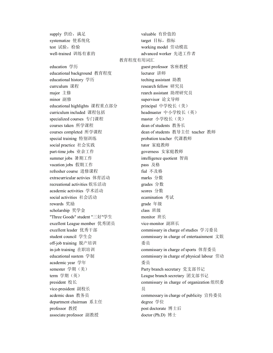 个人爱好常用英语词汇_第4页