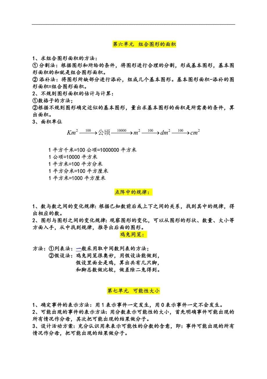 北师大版五年级数学上册总复习-知识点整理_第5页