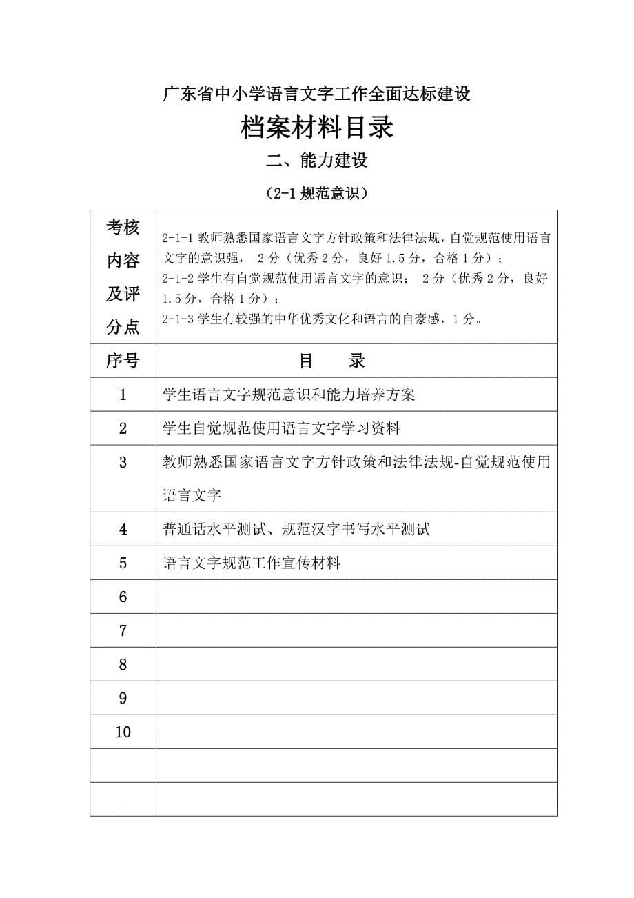 广东省中小学语言文字工作全面达标建设档案材料目录_第5页