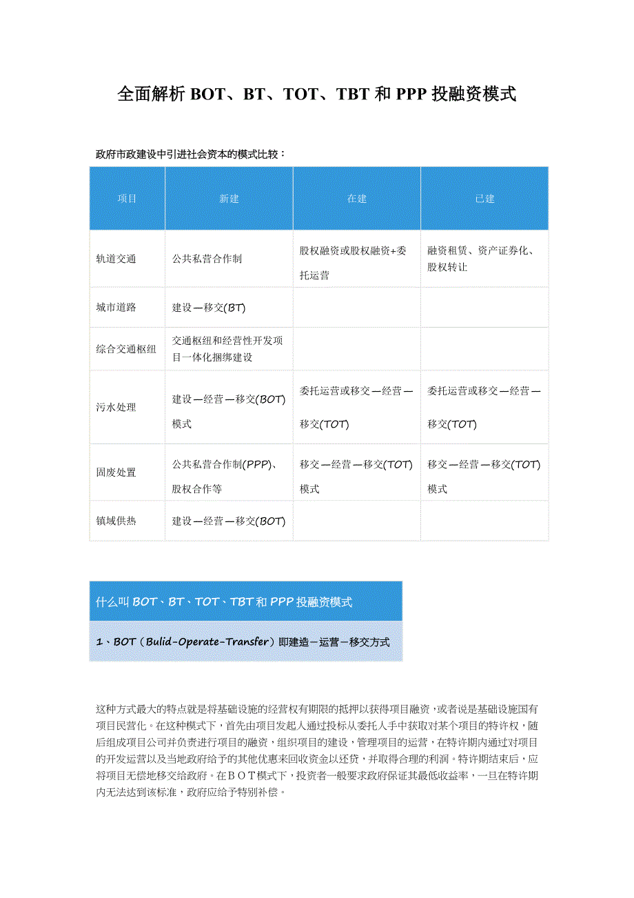 botbtppp等融资模式具体阐述_第1页