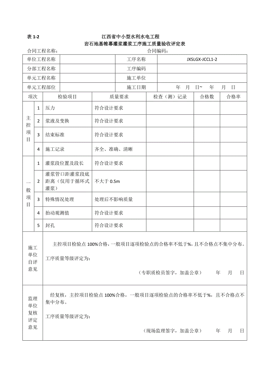 第三册-地基处理与基础工程--江西省中小型水利水电工程单元工程施工质量验收评定表_第3页