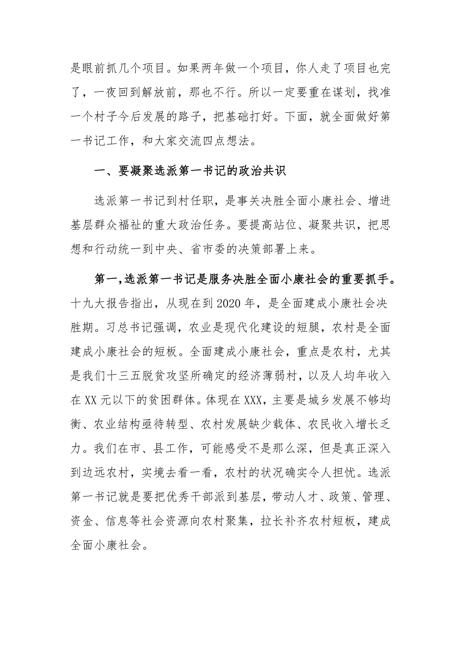 某某领导在全市第一书记选派工作会议上的讲话范文稿_第4页