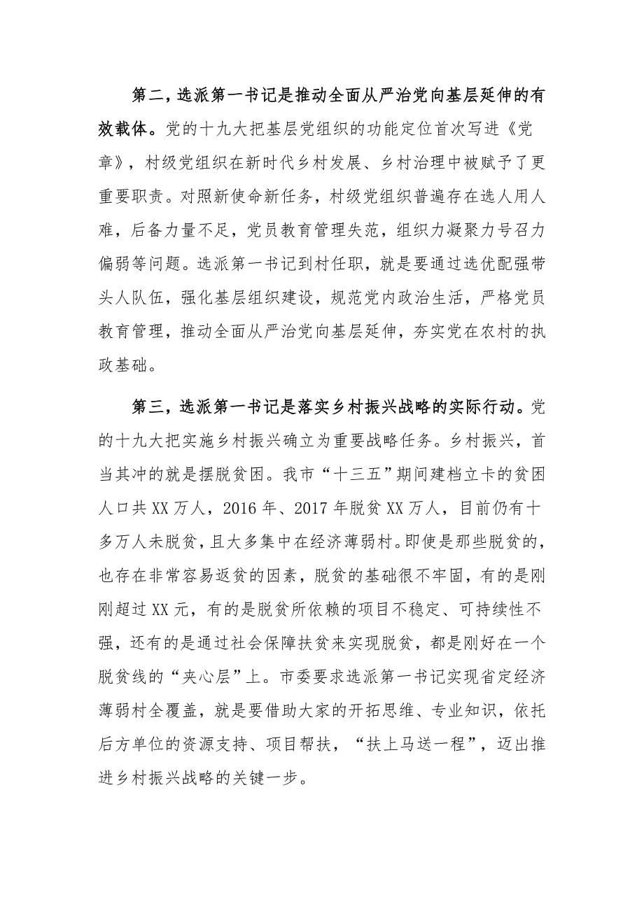 某某领导在全市第一书记选派工作会议上的讲话范文稿_第5页