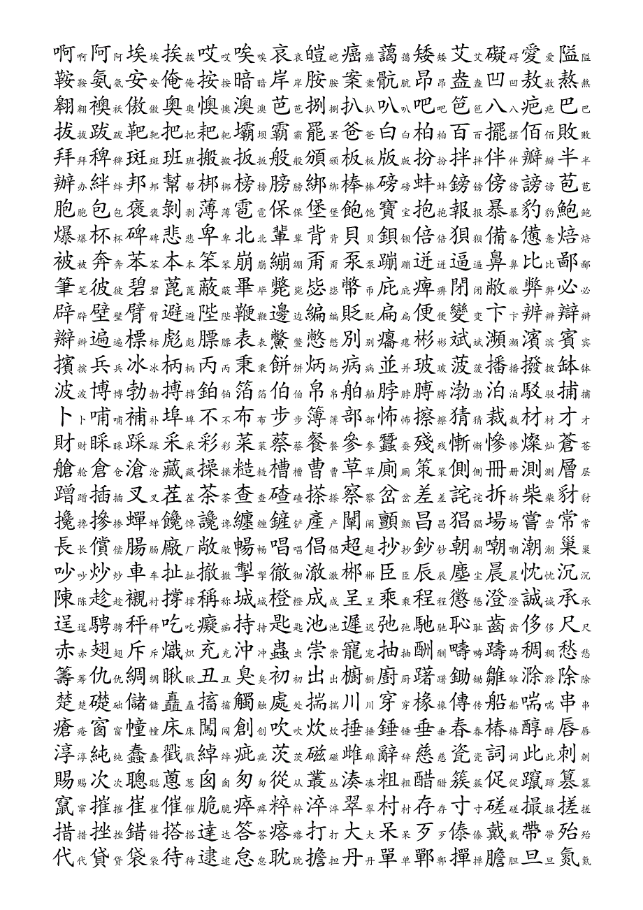 3754个常用汉字简繁对照表-拼音顺序[1]_第1页