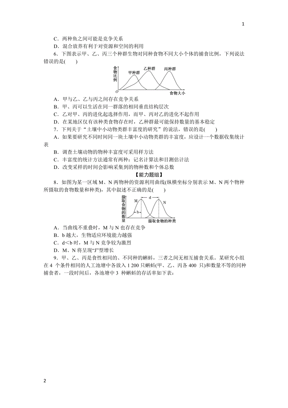 2017-2018学年高中生物人教版必修3课时达标训练：（十三）　群落的结构 Word版含解析_第2页