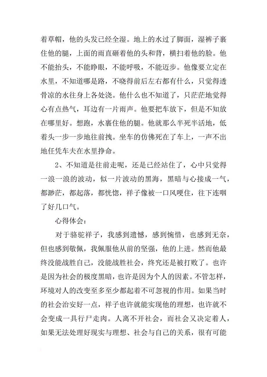 骆驼祥子读书笔记10篇300字_第4页