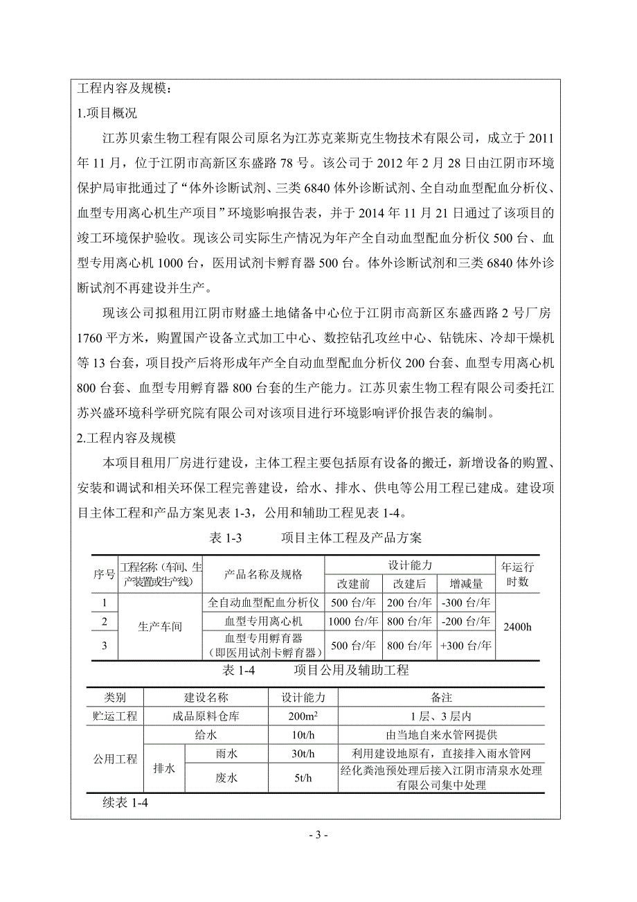 江苏贝索生物工程有限公司全自动血型配血分析仪、血型专用离心机、血型专用孵育器移地搬迁项目建设项目环境影响报告表_第4页