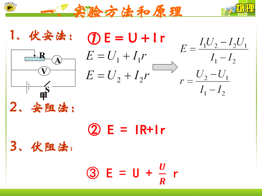 高二物理实验：测定电池电动势和内阻_第3页