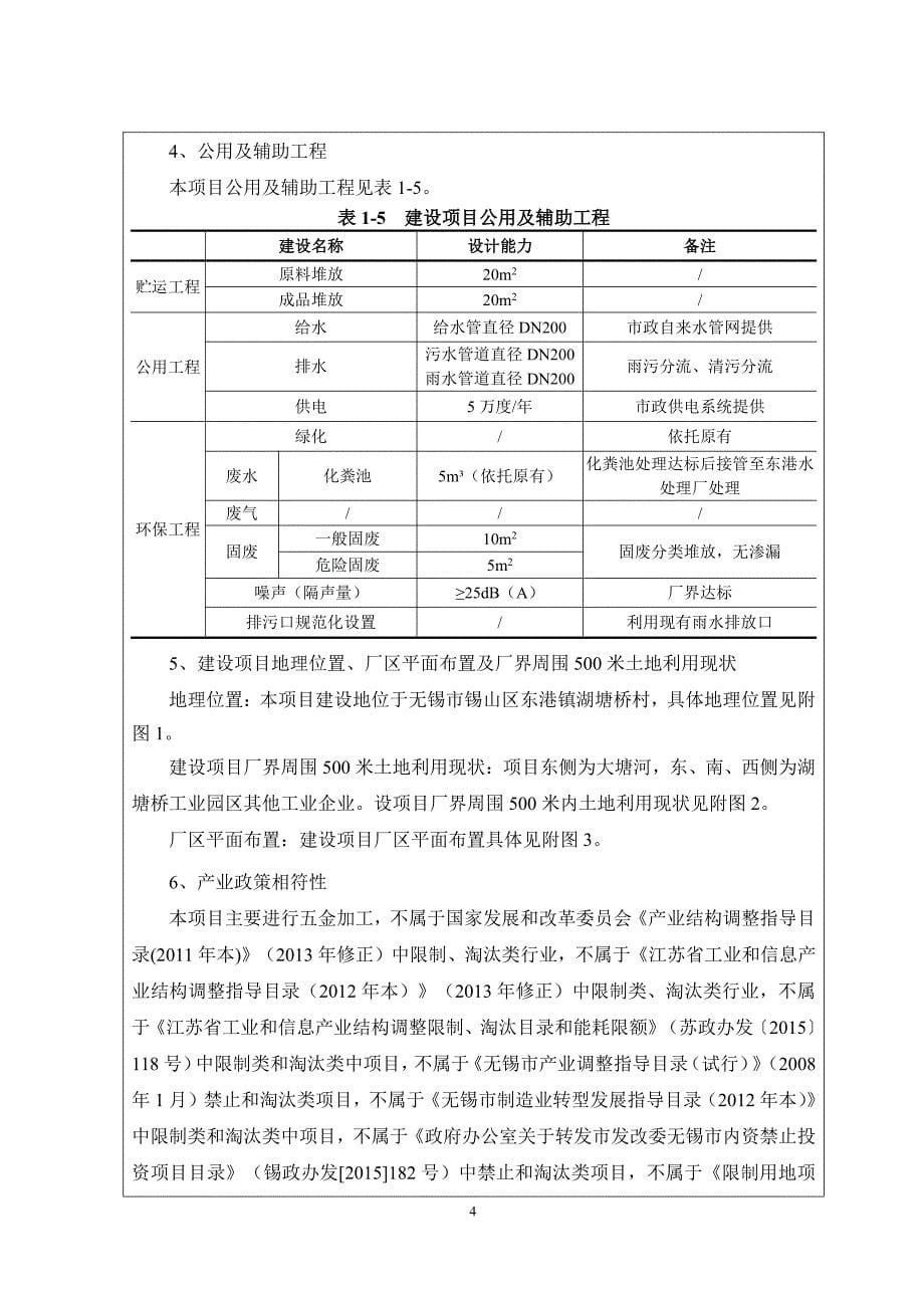 锡山区东港芳渊五金厂五金加工项目环境影响报告表_第5页