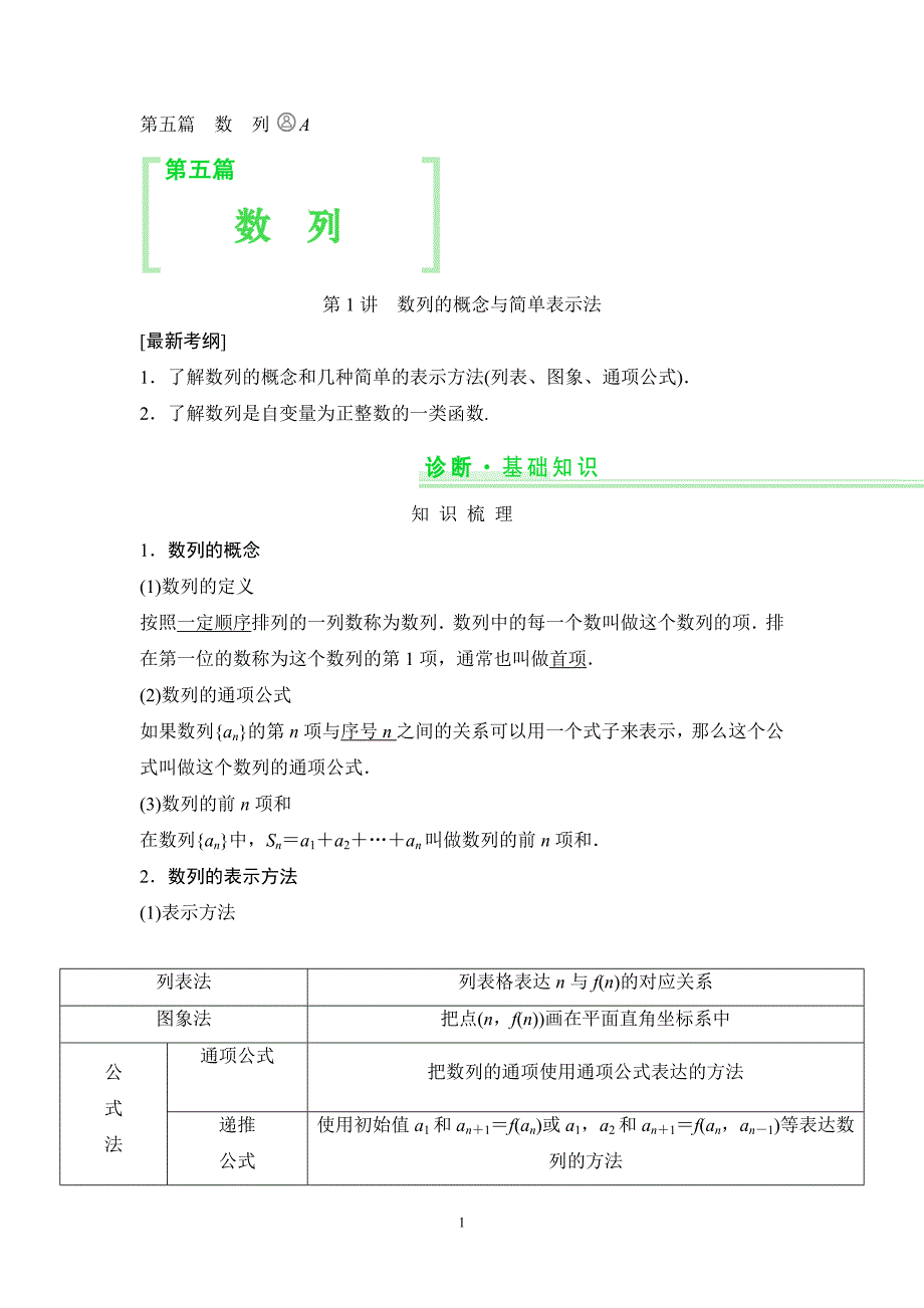 高考数学一轮复习细致讲解练第五篇数列_第1页