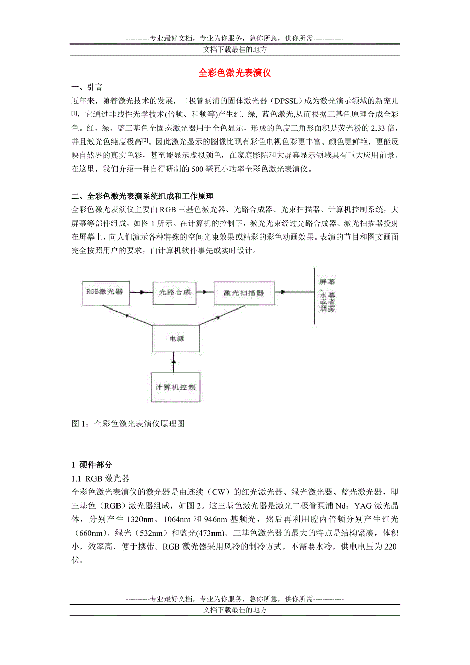 全彩色激光表读或L演仪_第1页