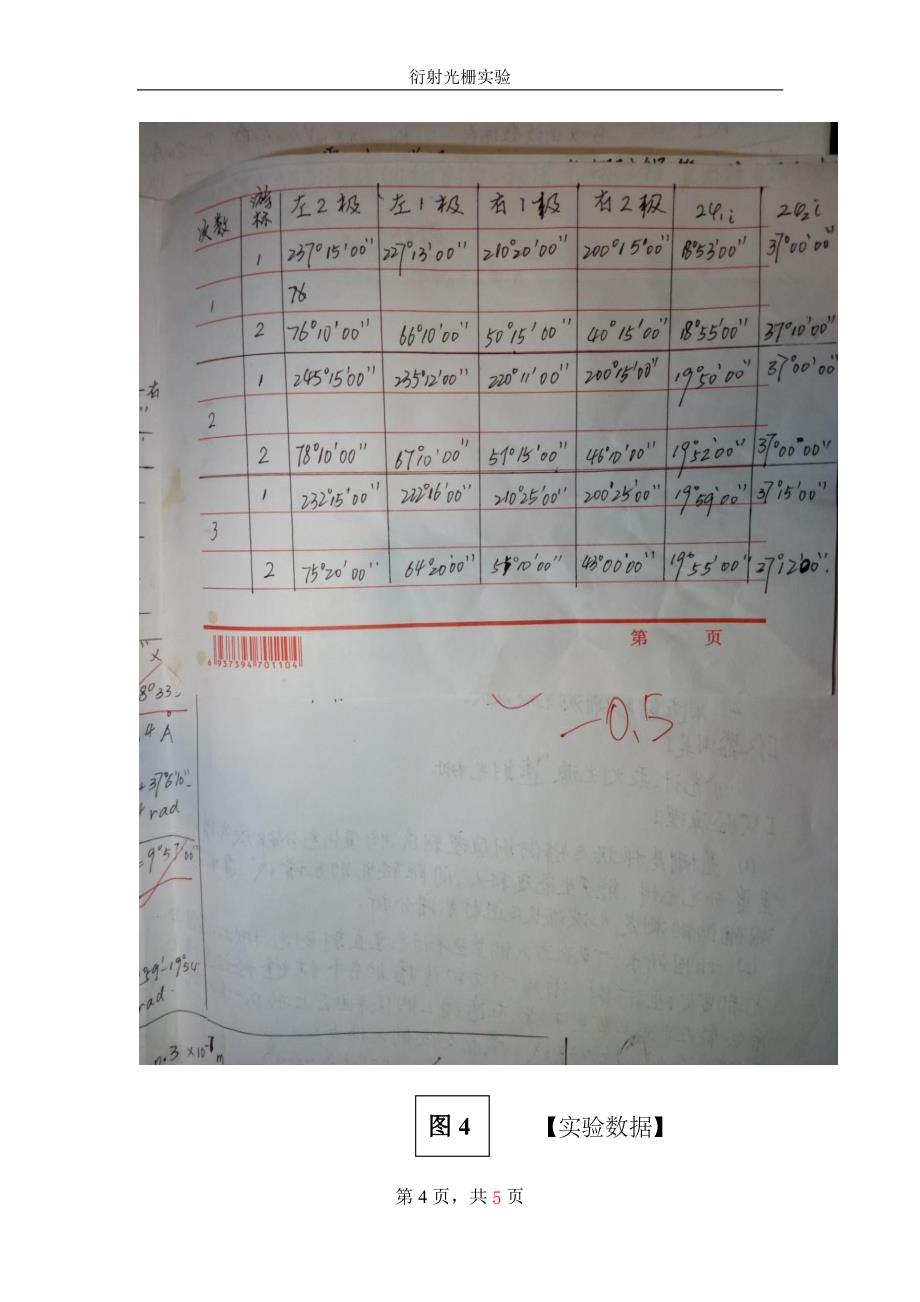 大学物理-衍射光栅-实验报告_第4页