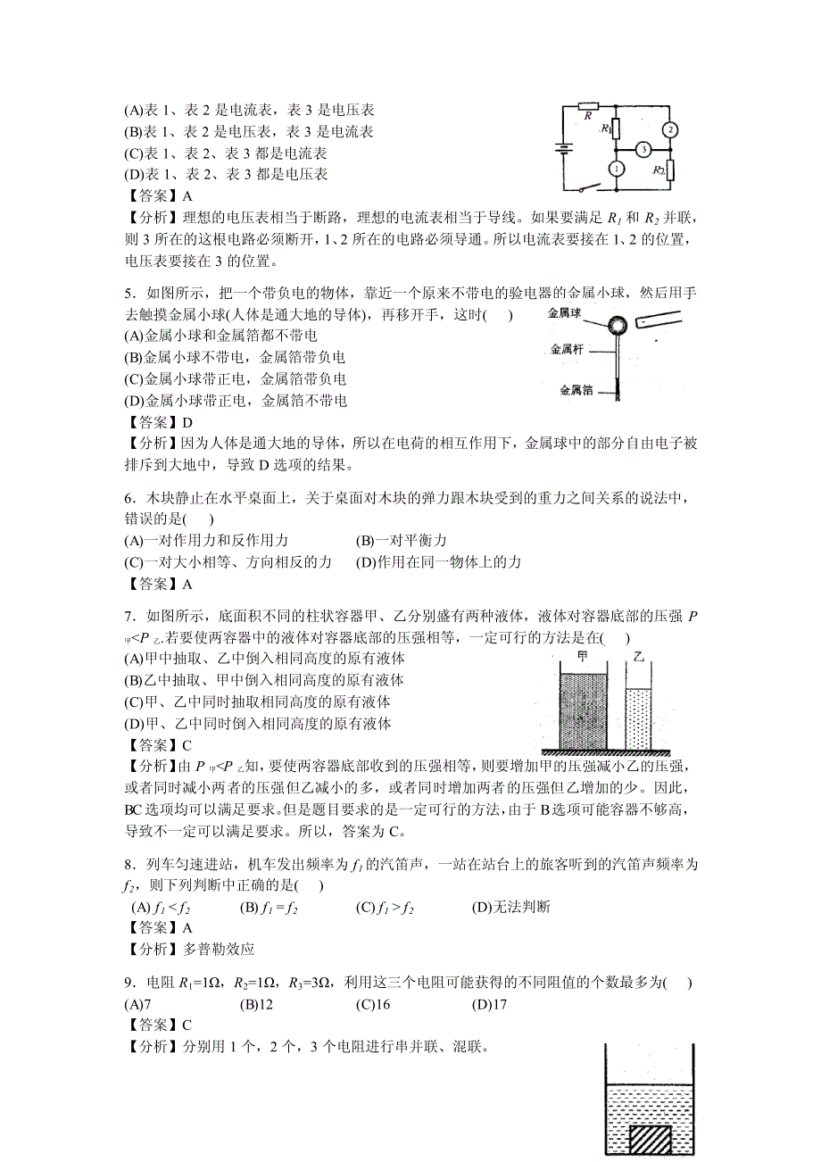 上海市2017年第三十一届初中物理竞赛(大同杯)初赛详解_第2页