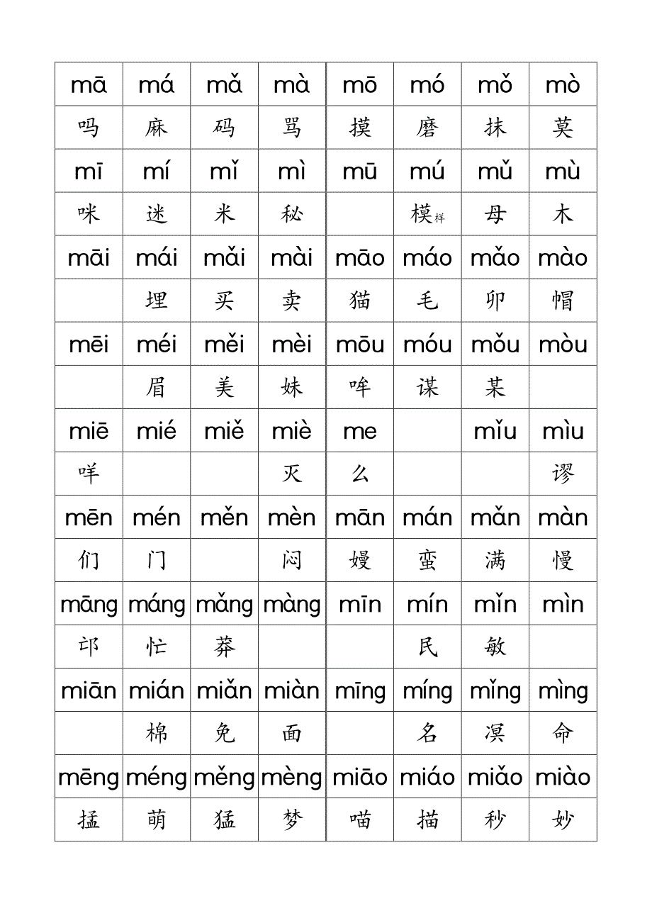 汉语拼音入门完整版(完美整理,直接打印)_第4页