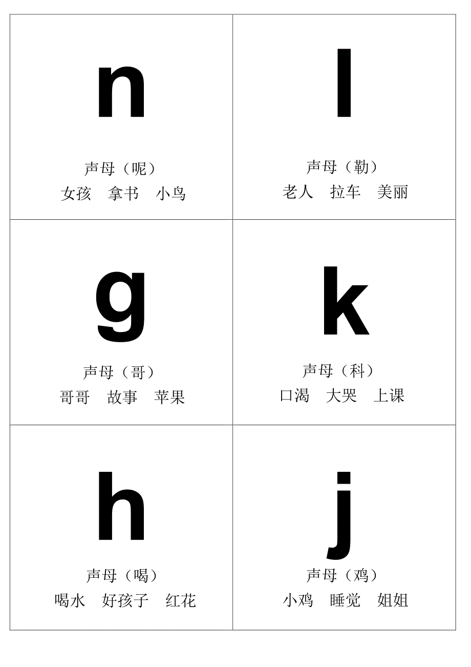 小学汉语拼音字母卡闪卡-(可a4纸直接打印)_第2页