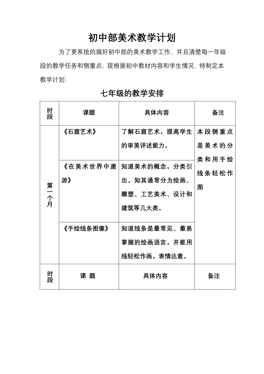 初中部美术教学计划_第2页