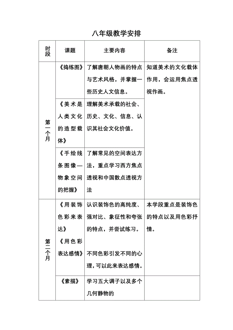 初中部美术教学计划_第4页