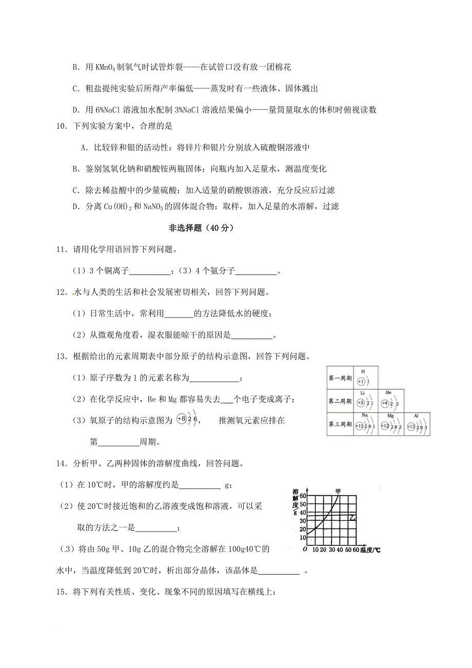 九年级化学下学期综合测试试题（一）_第2页