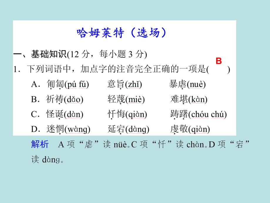 2017-2018学年语文版必修4哈姆莱特（选场）  课件（24张）_第1页