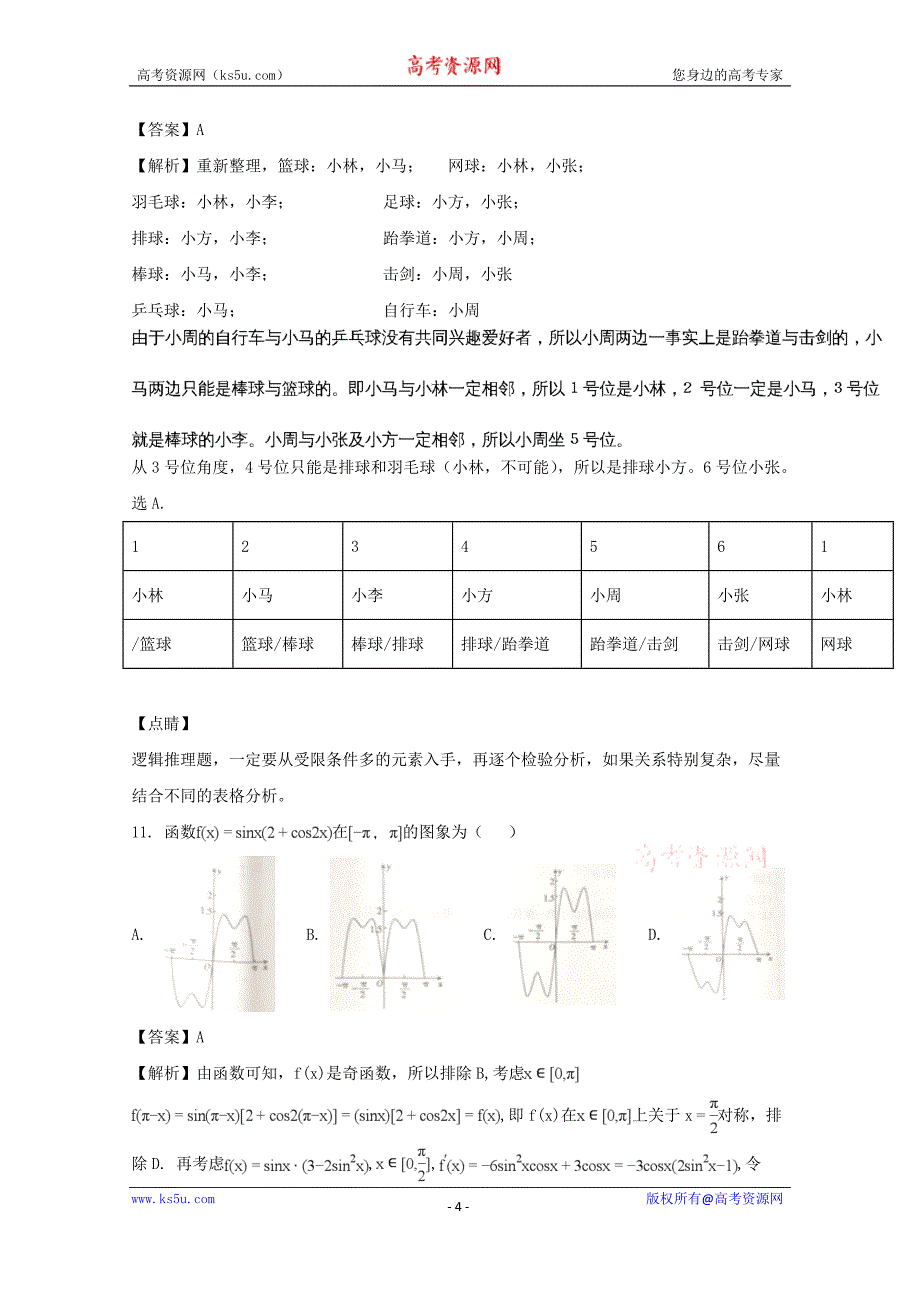 【解析版】吉林省乾安县第七中学2018届高三上学期第三次模拟考试数学（文）试题 word版含解析_第4页