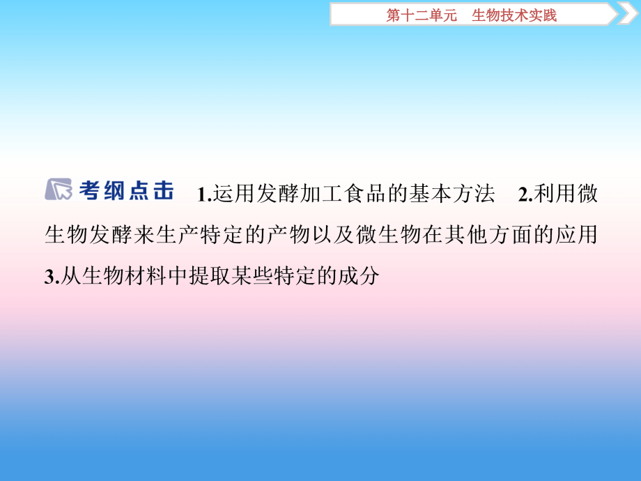 2019届高考生物（人教版）一轮总复习课件：第12单元 生物技术实践 第40讲 生物技术在食品加工方面的应用_第2页