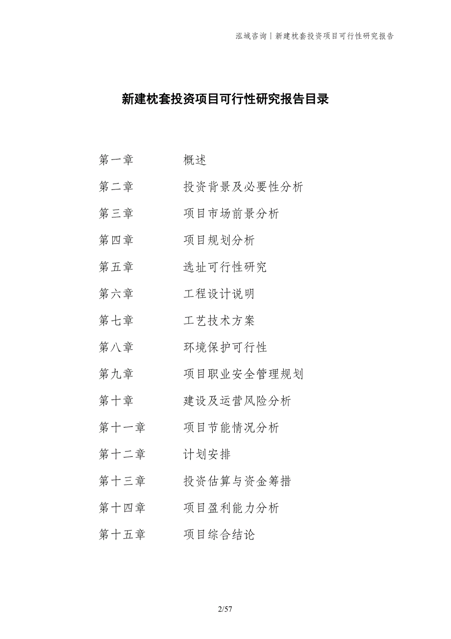 新建枕套投资项目可行性研究报告_第2页