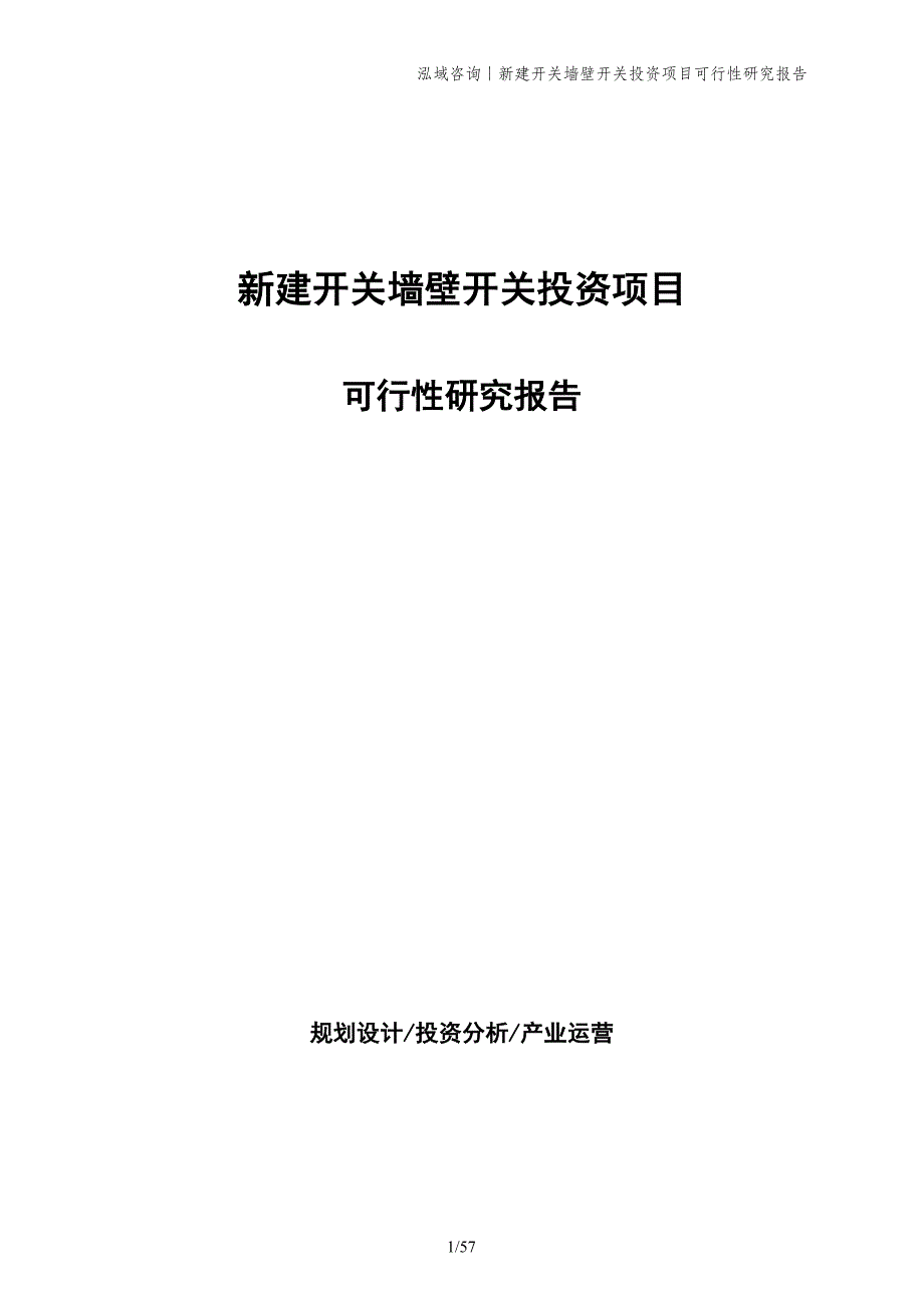 新建开关墙壁开关投资项目可行性研究报告_第1页