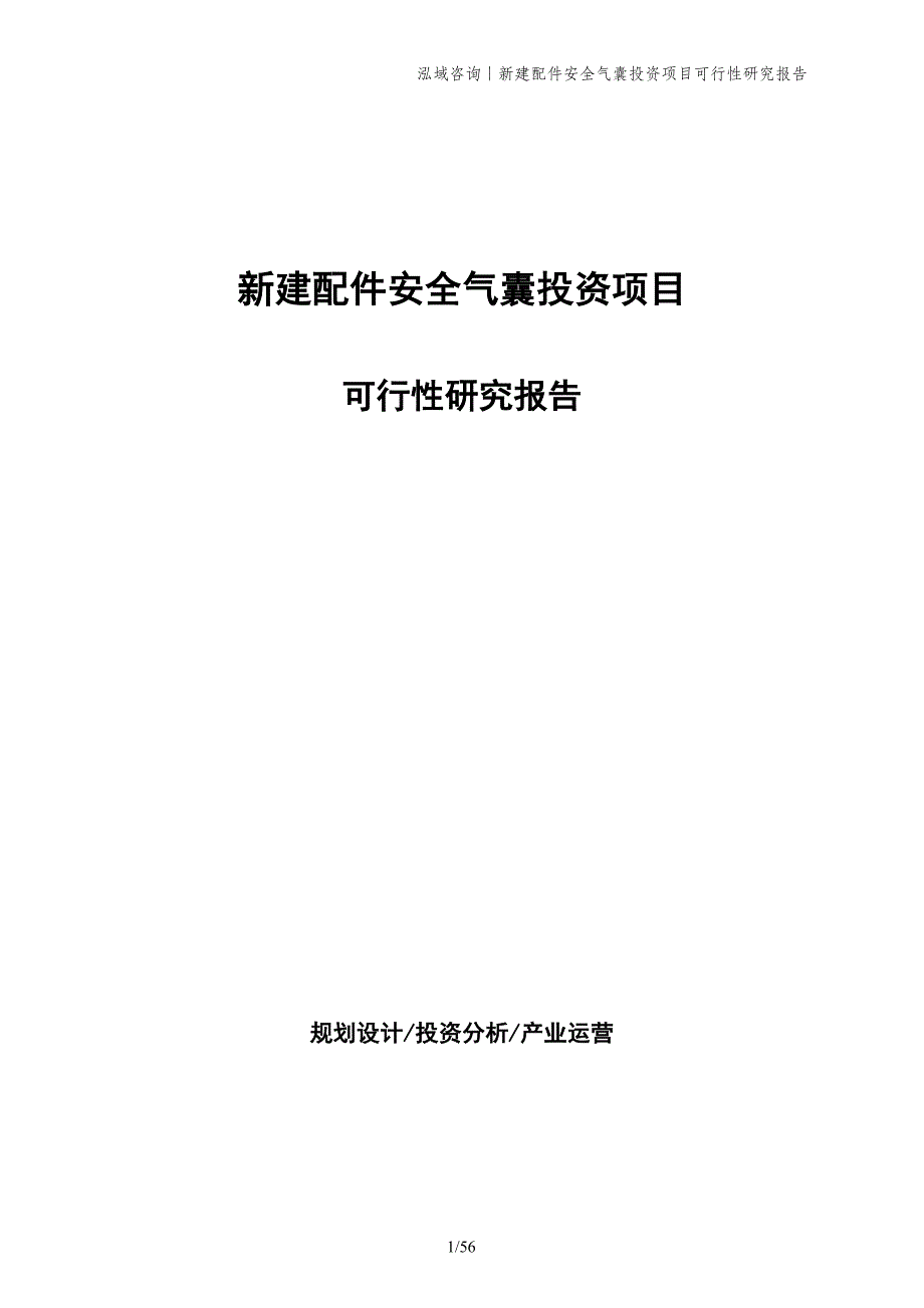 新建配件安全气囊投资项目可行性研究报告_第1页