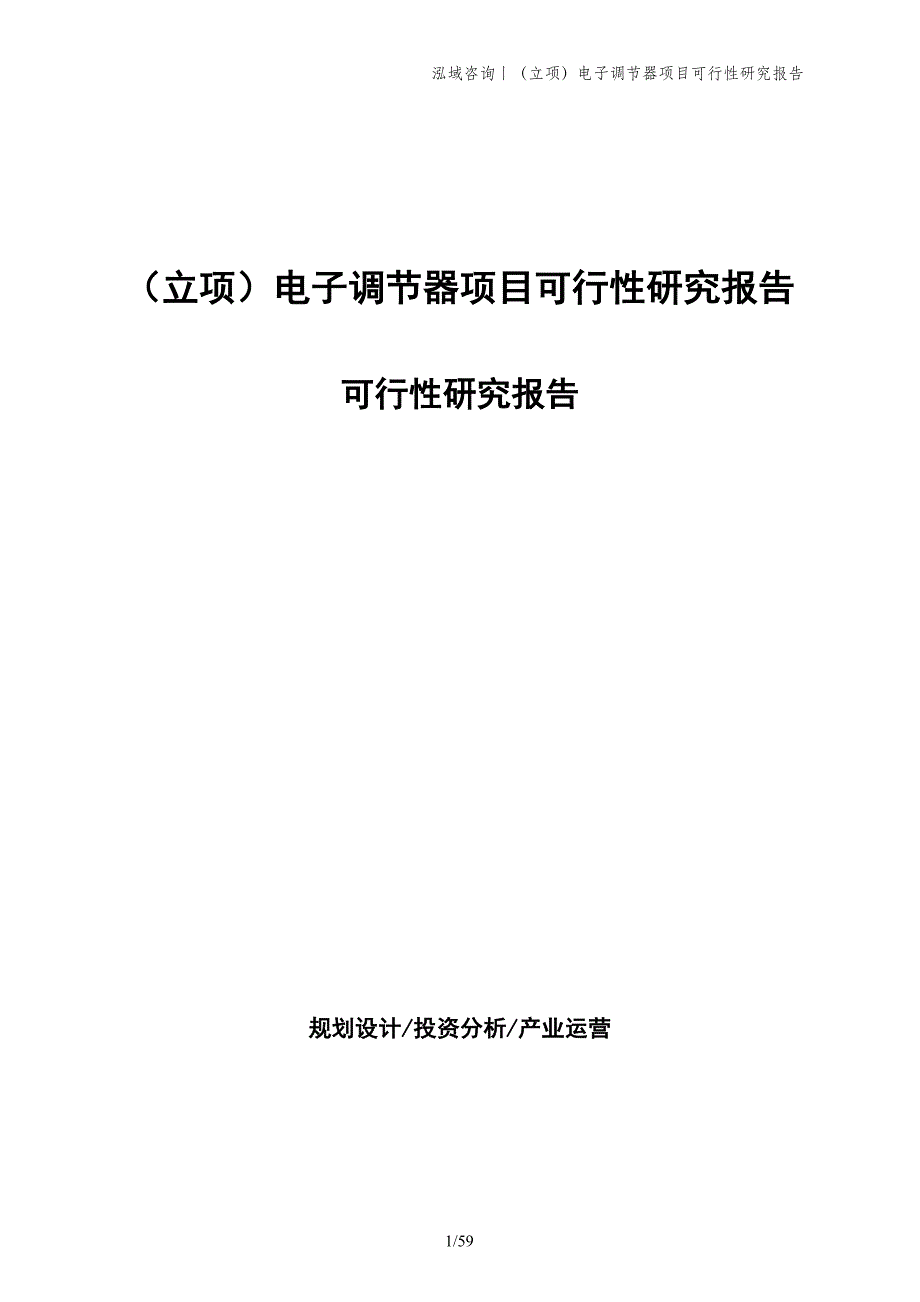 （立项）电子调节器项目可行性研究报告_第1页