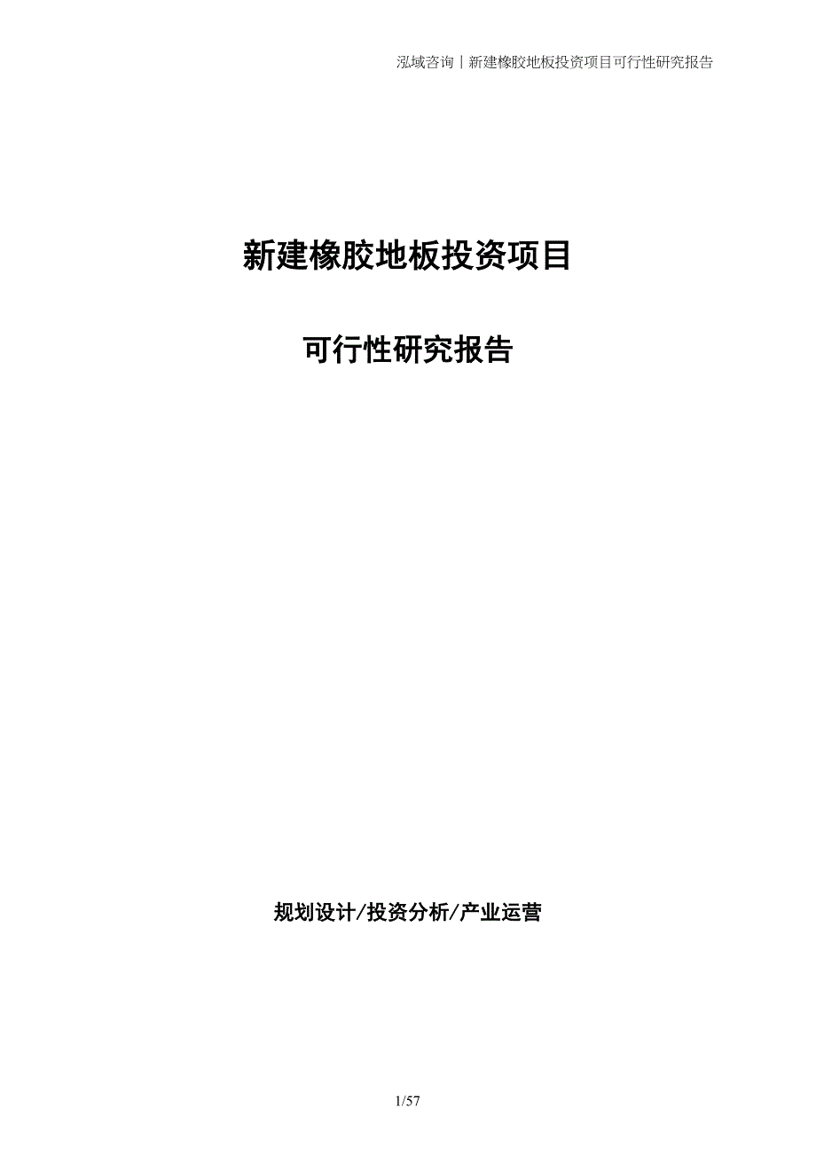 新建橡胶地板投资项目可行性研究报告_第1页