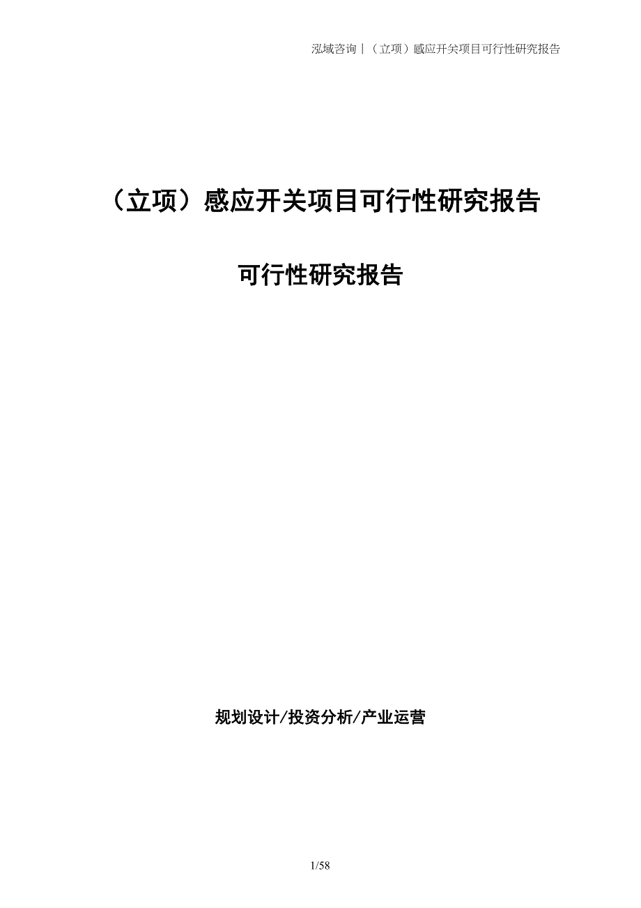 （立项）感应开关项目可行性研究报告_第1页