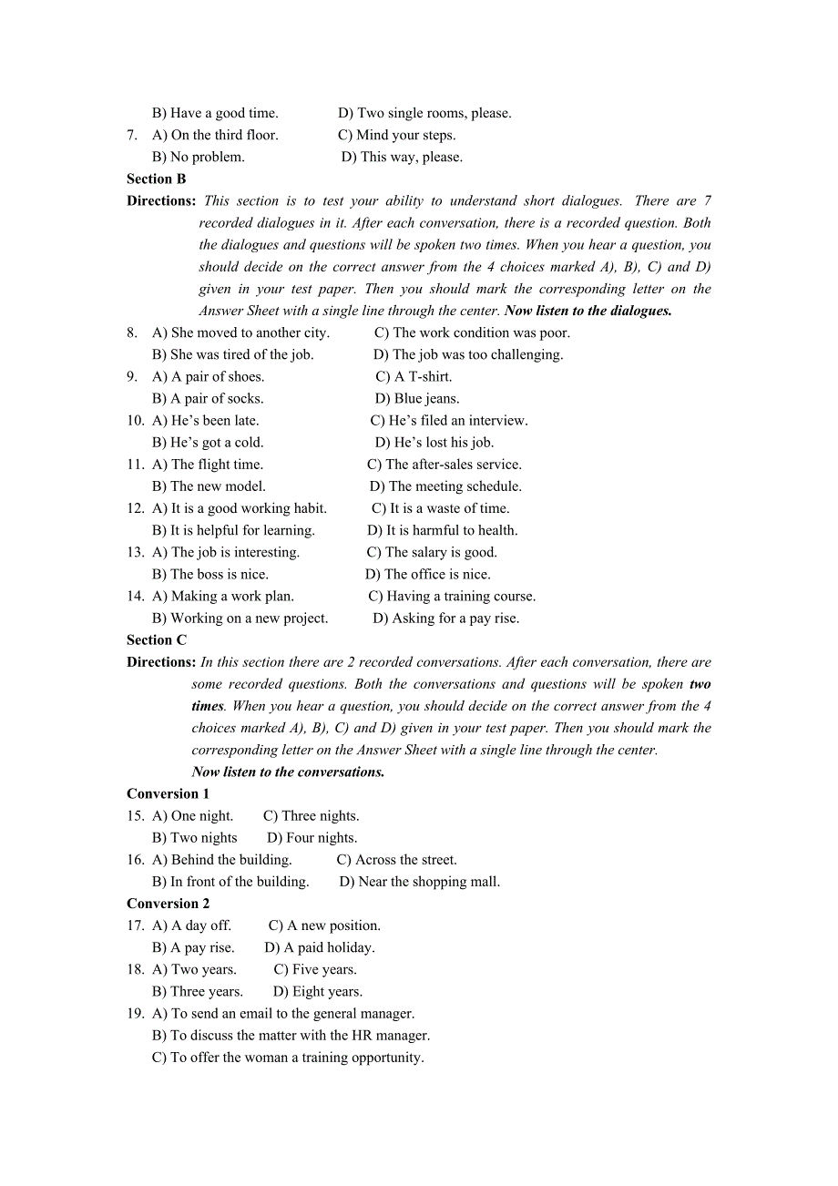 2015年12月高等学校英语应用能力b级真题a卷_第2页