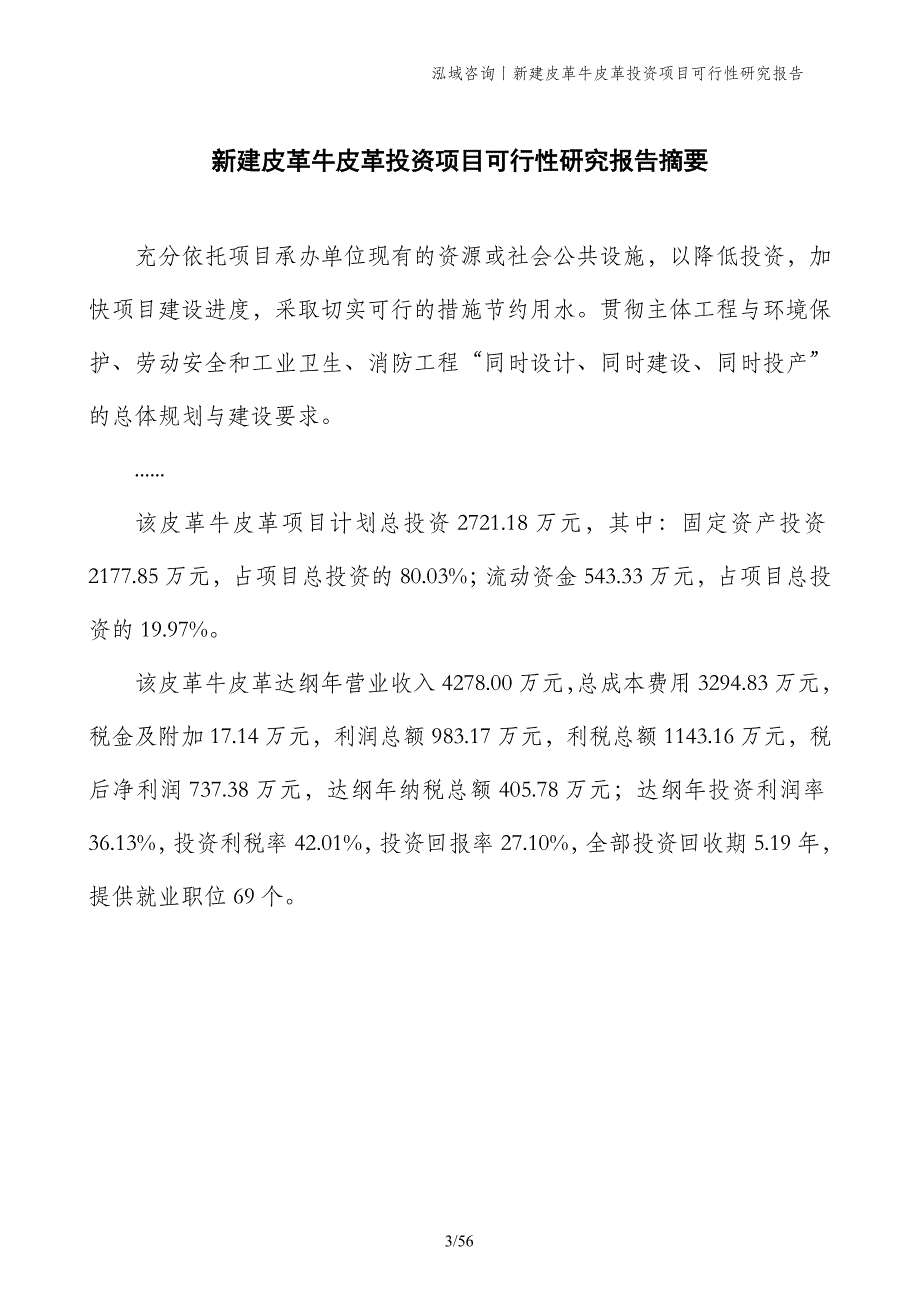 新建皮革牛皮革投资项目可行性研究报告_第3页